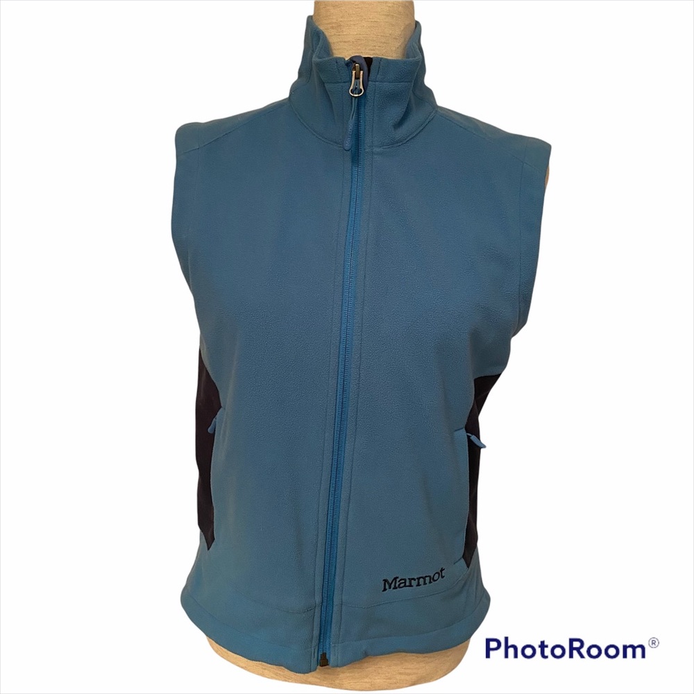 MARMOT WOMENS JACKET COAT VEST BLUE FLEECE WINDSTOPPER FITTED ACTIVE SIZE S